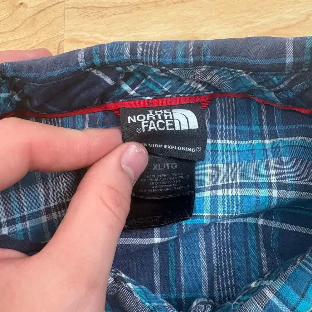 The North Face Men's Blue Plaid Long Sleeve Button-Up Shirt Size XL